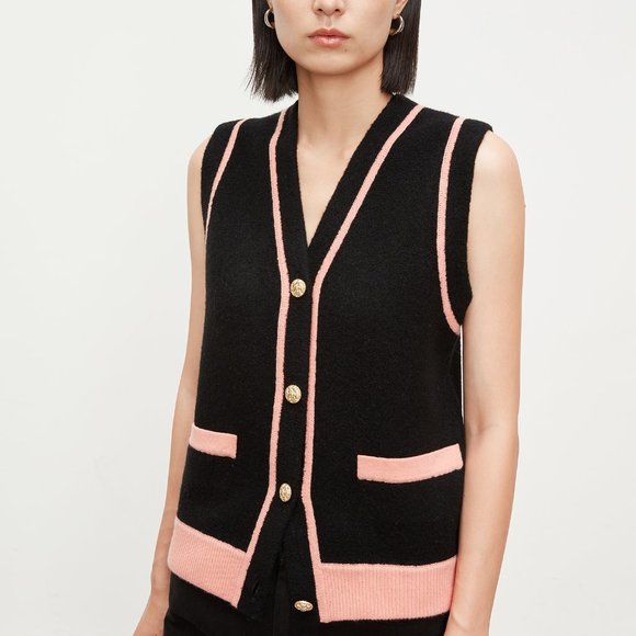 CHICJOC Women Wool and Cashmere Blended Vest with Contrasting colors siz… - Picture 2 of 11